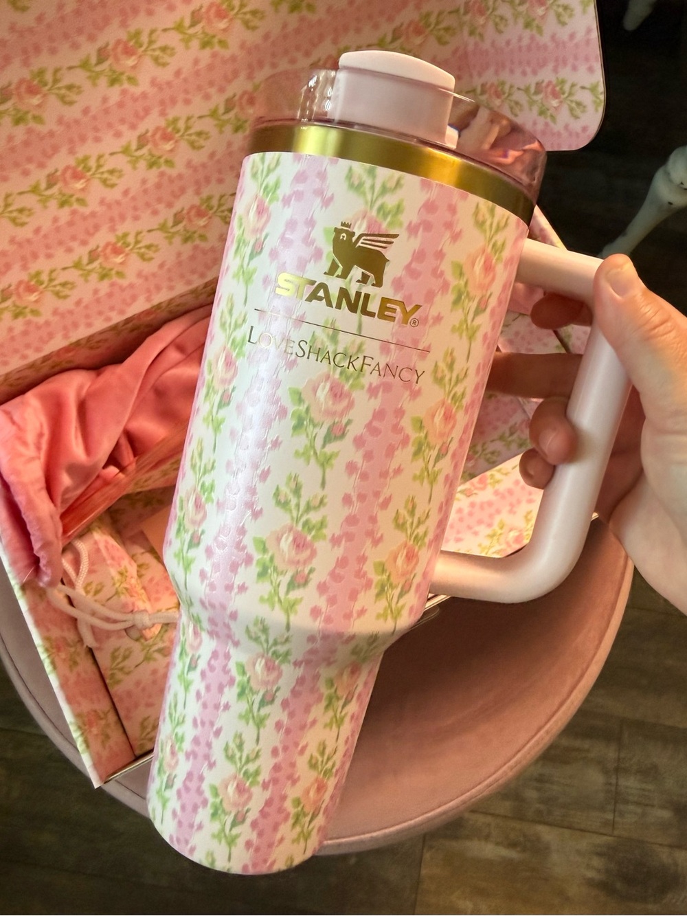 Stanley Floral Travel Tumbler in Pink, Green & Gold